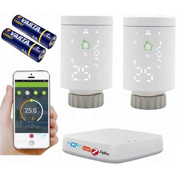 Tuya ZigBee Set 2 x Termostatická Hlavice Wifi Centrála Baterie