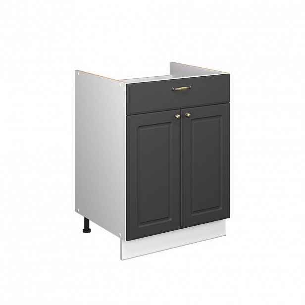 Vicco SPODNÍ SKŘÍŇKA PRO DŘEZ/VARNOU DESKU Fame-Line, Anthrazit-Gold Landhaus/Bílá, 60 cm se zásuvkou, bez pracovní desky