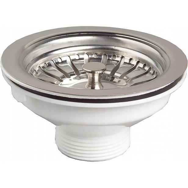 Wirquin 30723987 Zátka s košíkem 90 mm, nerezová ocel, ruční, chrom