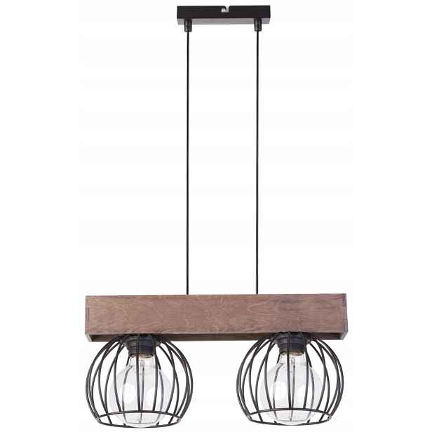 Závěsná lampa loftová industriální dvojitá černá hnědá 40 cm Sigma