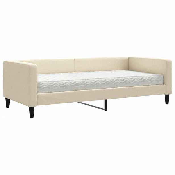 vidaXL Válenda s matrací krémová 90 x 200 cm textil