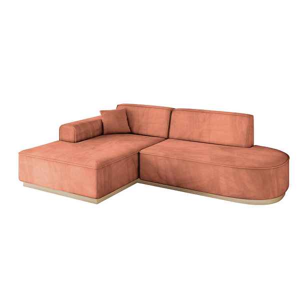 ALTDECOR ROHOVÁ SEDAČKA s otomanem, levá IREA-L1 232x165x80 Meruňková Velur