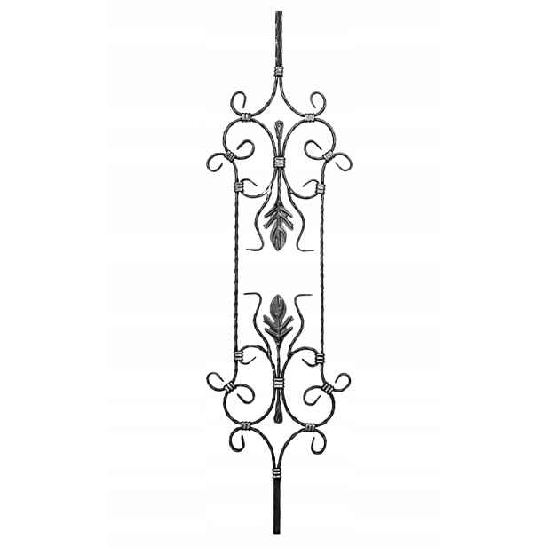 Ocelová okrasná plotová brána 12x12/12x6 mm H950 x L270 mm