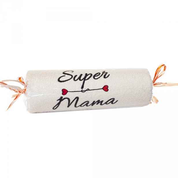 Ručník ecru s výšivkou „Super Mama“