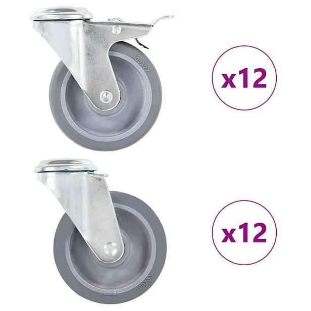 vidaXL 24 ks otočná kolečka s otvorem pro šroub 100 mm
