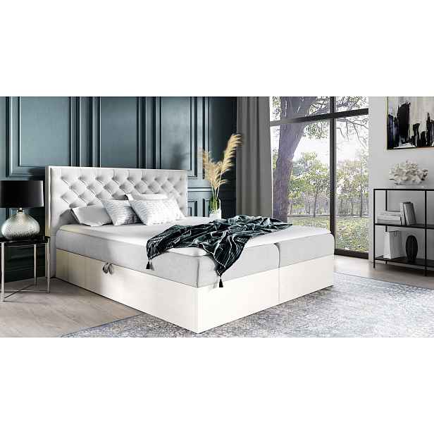 Kontinentální postel 120x200 CHANTELLE 3 - nordic teak / světle šedá 1 + topper ZDARMA