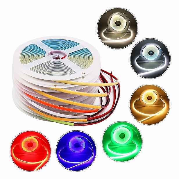Led pásek Cob Pro 400 LED/m 12V červený 3 mm úzký 5 m Led pásek
