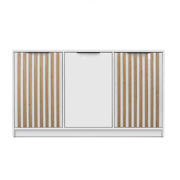 MASSENO KOMODA GAREN, 138/81/41 cm se zásuvkami a 3 dvířky, bílá