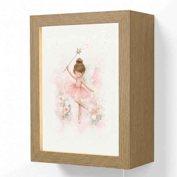 OnlyWow NÁSTĚNNÁ LAMPA Baletka - Víla - Květiny - Růžová 15x20 cm