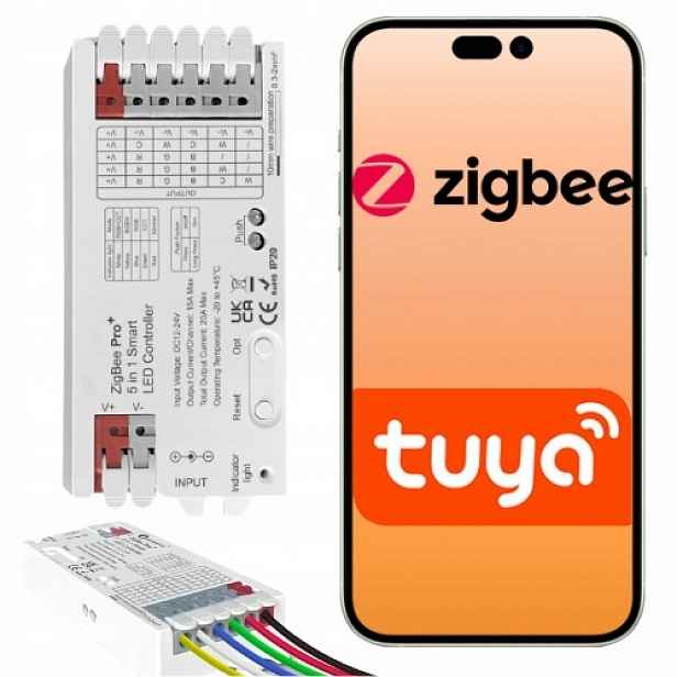 Ovladač pro Led pásky a pásky ZigBee 5v1 DC 12V-24V Stmívač Tuya Smart