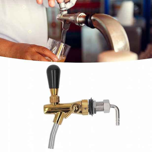 Pivní Kohout S Regulací, Krátká Rukojeť, Nerezová Ocel Pro Chladničku Keg