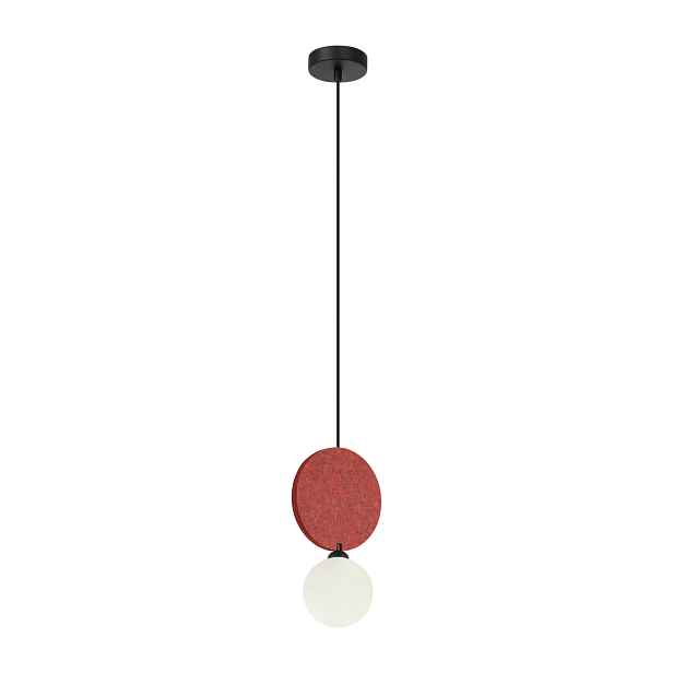 Závěsná lampa Italux Andrea Černá Červená Disk Bílá Kula 1xG9 25W