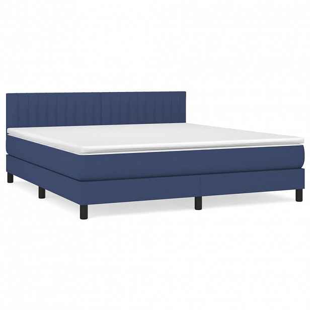 vidaXL Box spring postel s matrací modrá 180x200 cm textil
