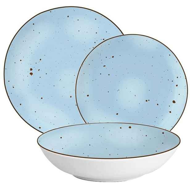 Komplet Magda Gessler Jídelní Servis Porcelánový Talíř Kropenatý Modrý