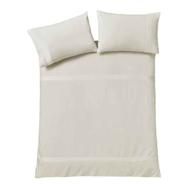 Krémové povlečení na jednolůžko 135x200 cm Pintuck Easy Iron Percale – Catherine Lansfield