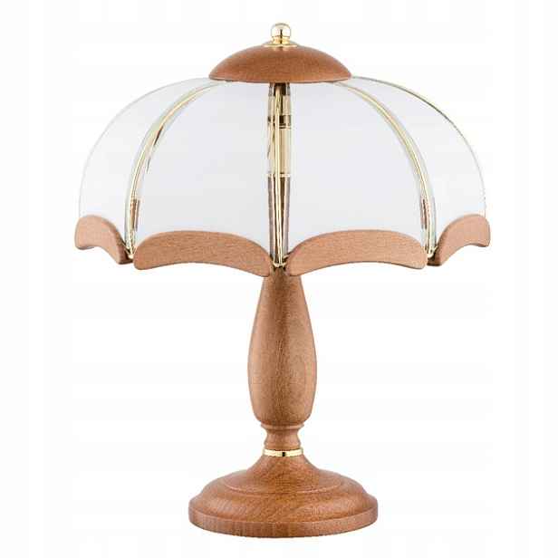 noční stolní lampa klasická dřevěná hnědá skleněná bílá 40 cm Alfa