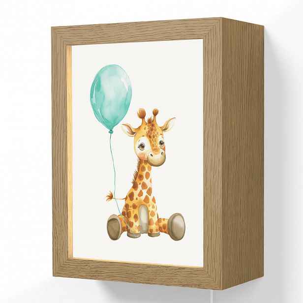 OnlyWow NÁSTĚNNÁ LAMPA Žirafa - Dítě - Zvířata - Modrý balón 15x20 cm