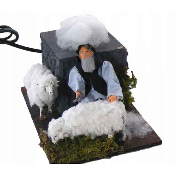 Elektrická Pohyblivá Figurka Do Betlému „stříhání Ovcí“ pro figurky 12 cm