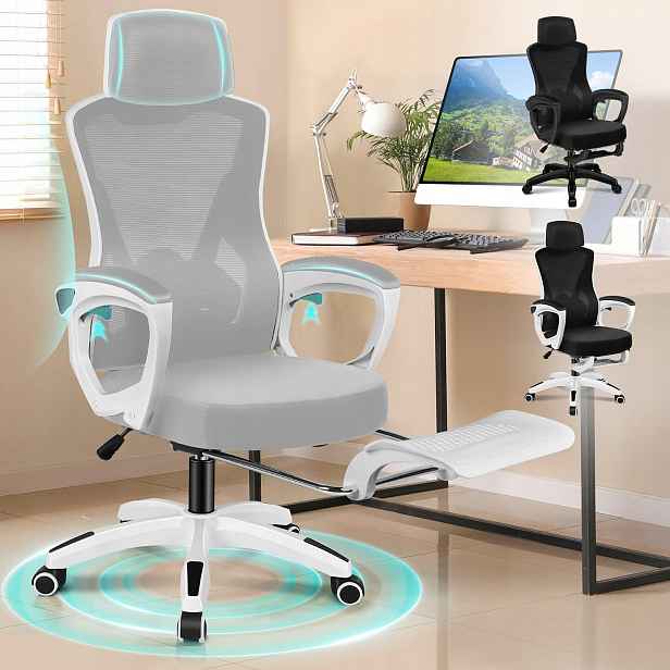 Kancelářské Křeslo Alfordson Nova Ergonomické Síťované Šedé Vysoké Opěradlo