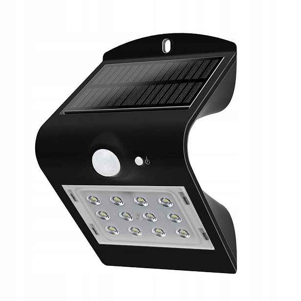 Solární Led reflektor V-tac, černý, s pohybovým čidlem, 4000K, IP65