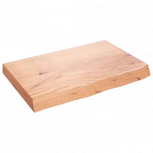 vidaXL Nástěnná police světle hnědá 60x40x(2-6)cm ošetřený masivní dub