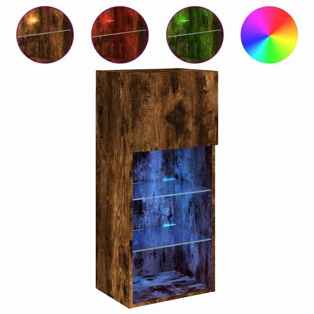 vidaXL TV skříňka s LED osvětlením kouřový dub 40,5 x 30 x 90 cm