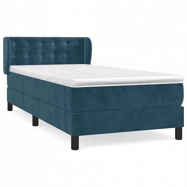 vidaXL Box spring postel s matrací tmavě modrá 80 x 200 cm samet