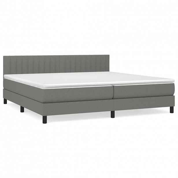 vidaXL Box spring postel s matrací tmavě šedá 200x200 cm textil