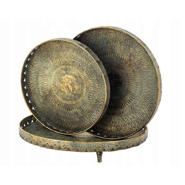 Komplet 3 Ks Dekorativní Podnos Podnos Zlatý Retro