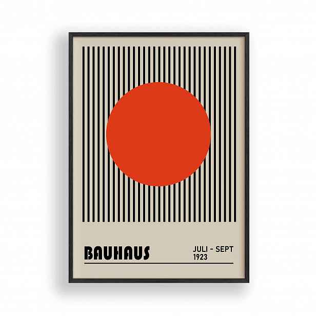 Obraz Bauhaus Červené kolo Plakát Rámeček Dřevěný Černý 30x42 cm
