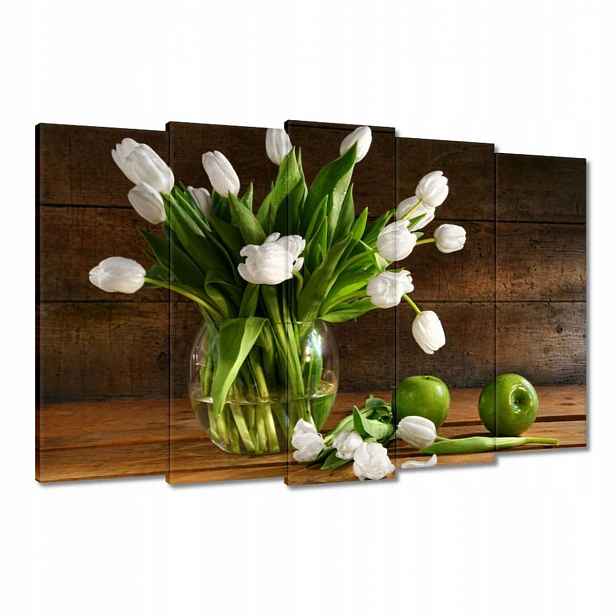 Obrazy 150x95 Bílé tulipány