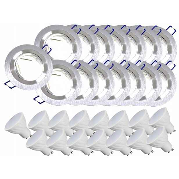 15x Nastavitelná Hliníková Lampička Inox Stropní Led Žárovky 3W