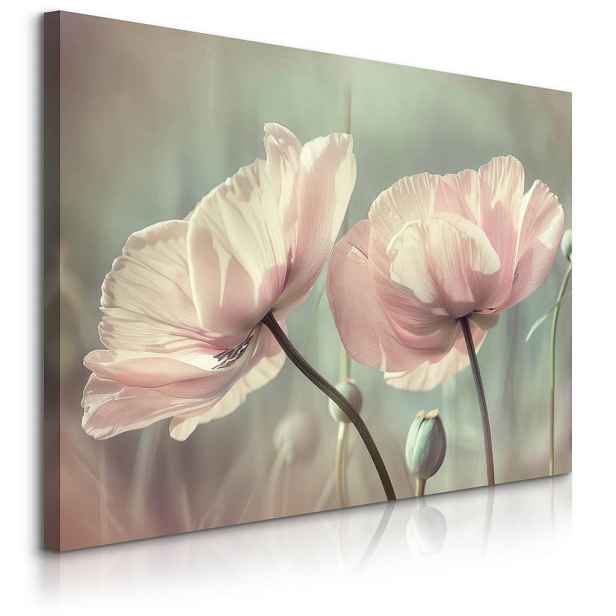 Muralo OBRAZ NA PLÁTNĚ do Obývacího Pokoje Květiny Tulipány Rostliny Příroda 90cm x 60cm