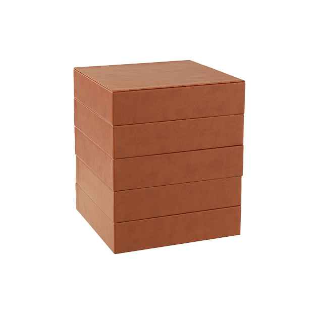 Hnědá 4-patrová šperkovnice z umělé kůže Cognacco - 20*20*22 cm J-Line by Jolipa