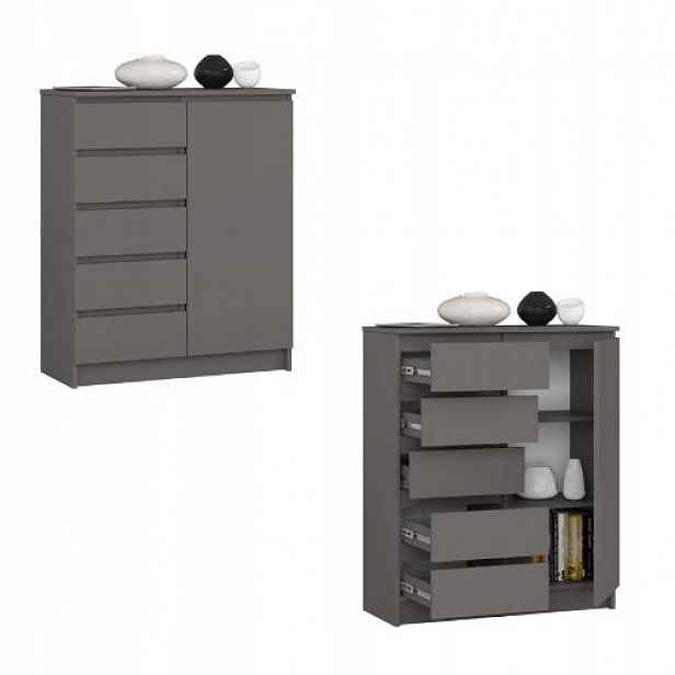 Komoda skříňka K80 1D 5SZ grafit Akd
