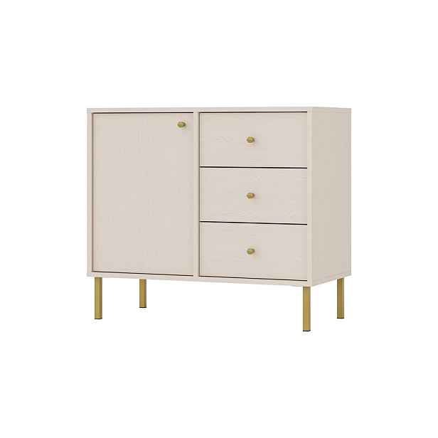 MASSENO KOMODA TORINO, 84/74/41 cm se 3 zásuvkami, počet dvířek: 1, béžová