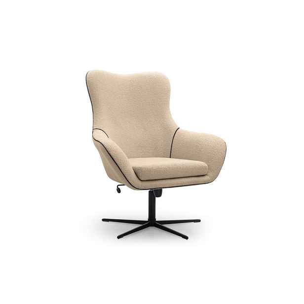 MASSENO MODERNÍ ČALOUNĚNÉ RELAXAČNÍ KŘESLO SOGNO, látka bouclé, béžové