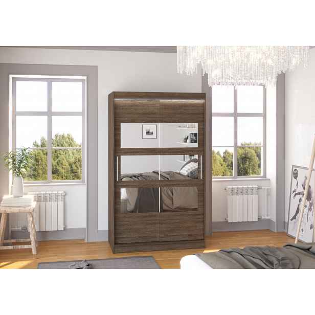 Zrcadlová skříň s LED osvětlením 120 cm DADLIA - tmavě hnědá