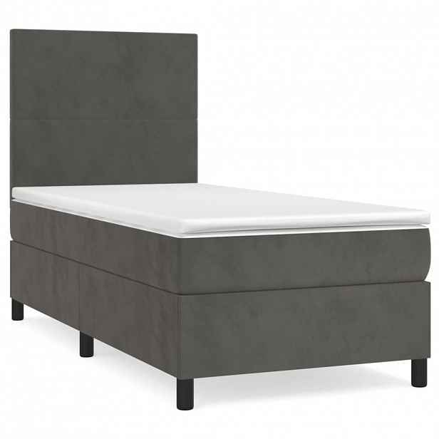 vidaXL Box spring postel s matrací tmavě šedá 90x190 cm samet