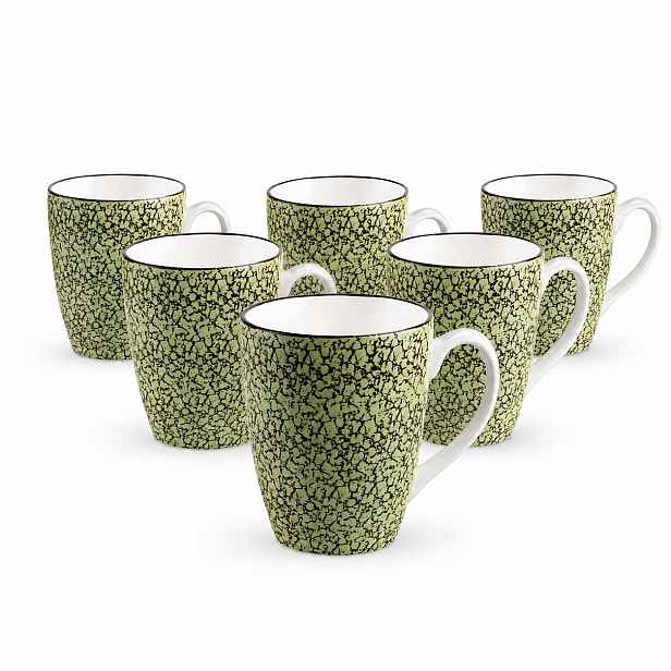 6 x Porcelánové šálky na kávu a čaj Velké 450 ml Wilmax Pistáciové Handmade