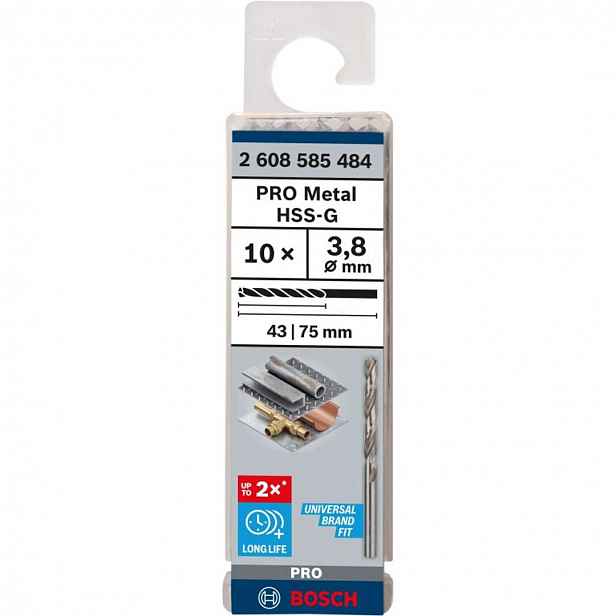 Bosch - Sada vrtáků do kovu, 3,8x75 mm, 10 ks 2608585484