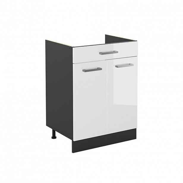 Vicco SPODNÍ SKŘÍŇKA KUCHYŇSKÉ LINKY R-Line, Bílá vysoký lesk/Antracit, 60 cm se zásuvkou bez pracovní desky