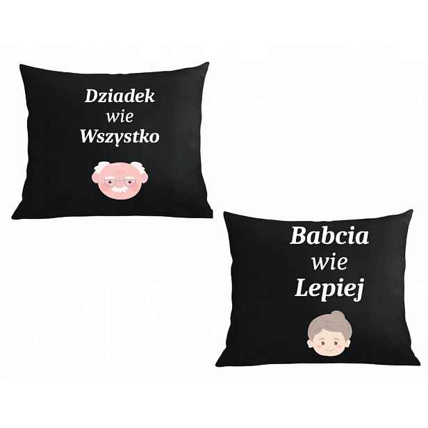 Dvě Polštáře povlak Dárek Dědeček ví všechno, babička ví lépe