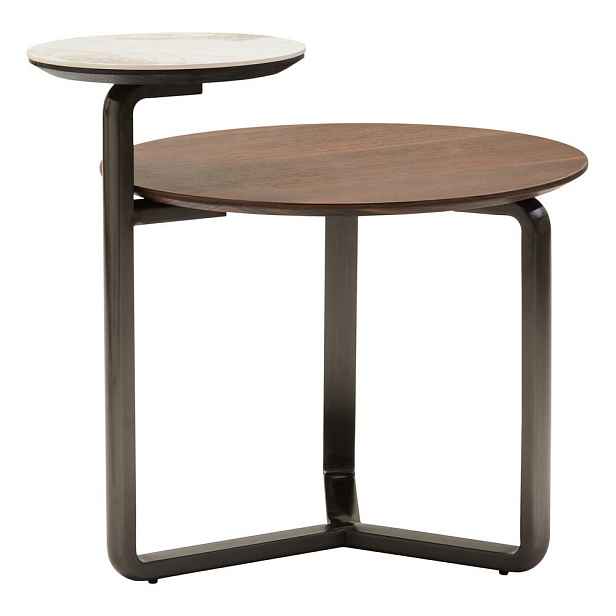 Hnědý kulatý konferenční stolek z eukalyptového dřeva 55x67 cm Imperia – Premier Housewares