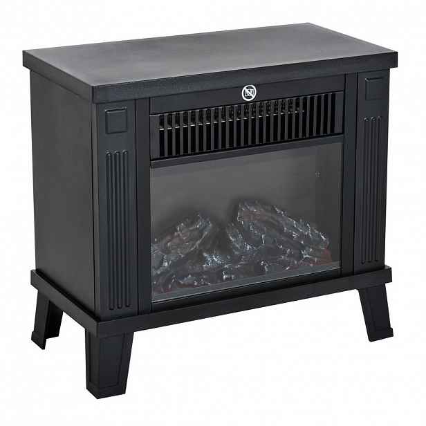 HOMCOM ELEKTRICKÝ KRB s efektem plamenů, 600/1200 W, kov, černý, 34 x 17 x 31 cm