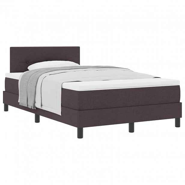 vidaXL Postel s boxspringem s čelo Tmavě hnědá 120 x 190 cm textil