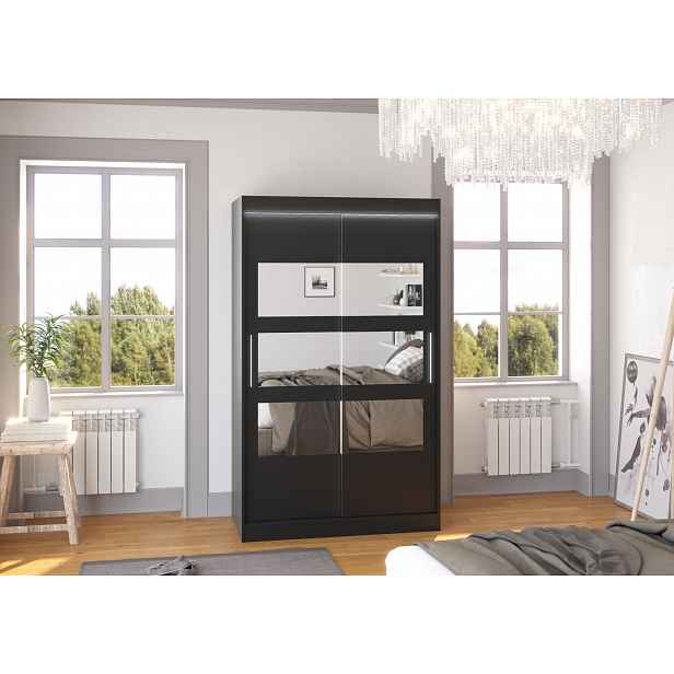 Zrcadlová skříň s LED osvětlením 120 cm DADLIA - černá