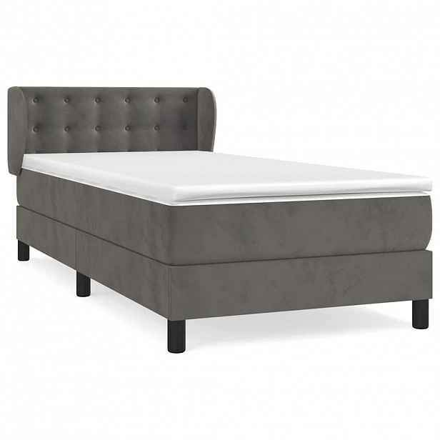 vidaXL Box spring postel s matrací tmavě šedá 90x190 cm samet