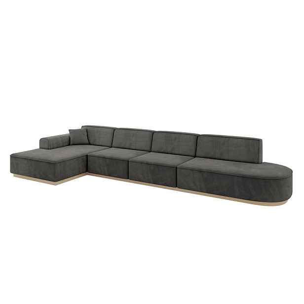 ALTDECOR ROHOVÁ SEDAČKA s otomanem, levá IREA-L3 412x165x80 Tmavě šedá Velur