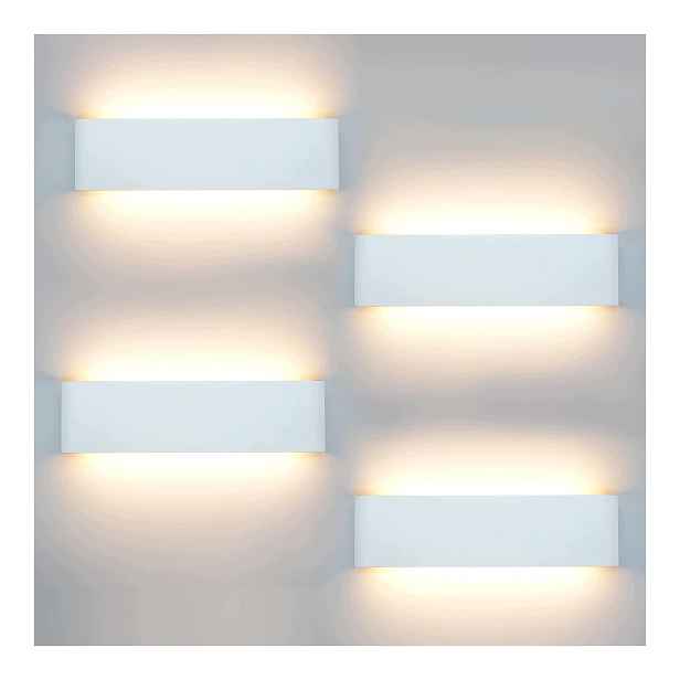 Nástěnné Led lampy Bílé 4 kusy Nástěnné svítidlo do obývacího pokoje 12 W Teplá bílá 3000 K